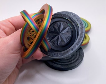 Gyroscope Coin Fidget Spinner - 3D Printed Quiet Design in Custom Colors