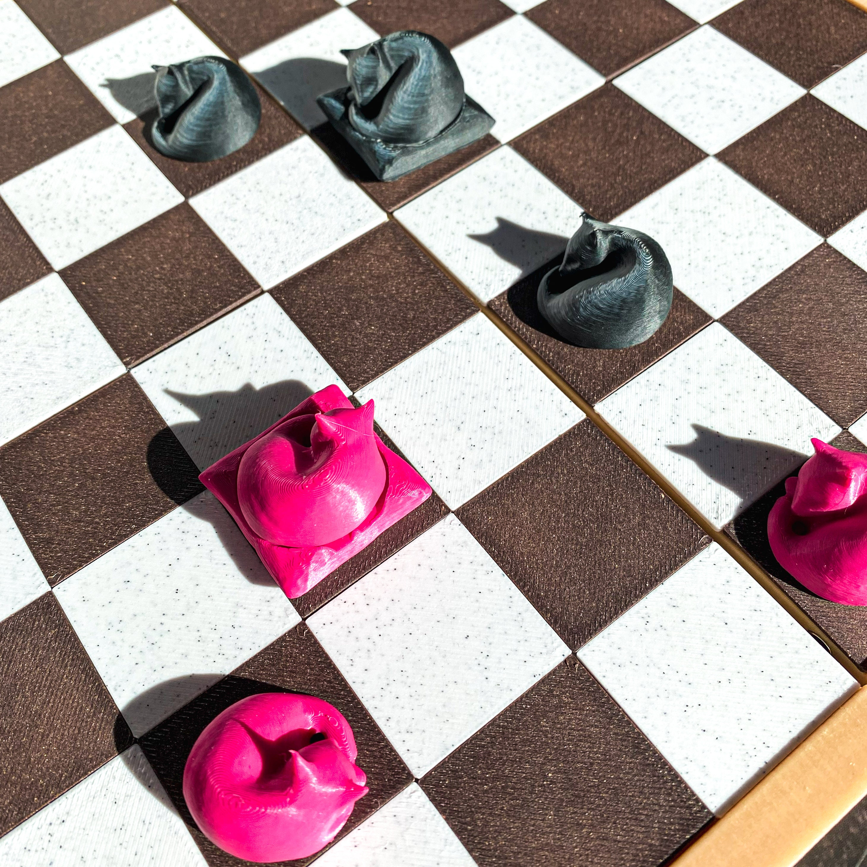 Cute Cat Checkers Set Unique Game Pieces for Cat Lovers Personalized Gift for Birthdays, Friends