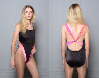 black and neon bathing suit