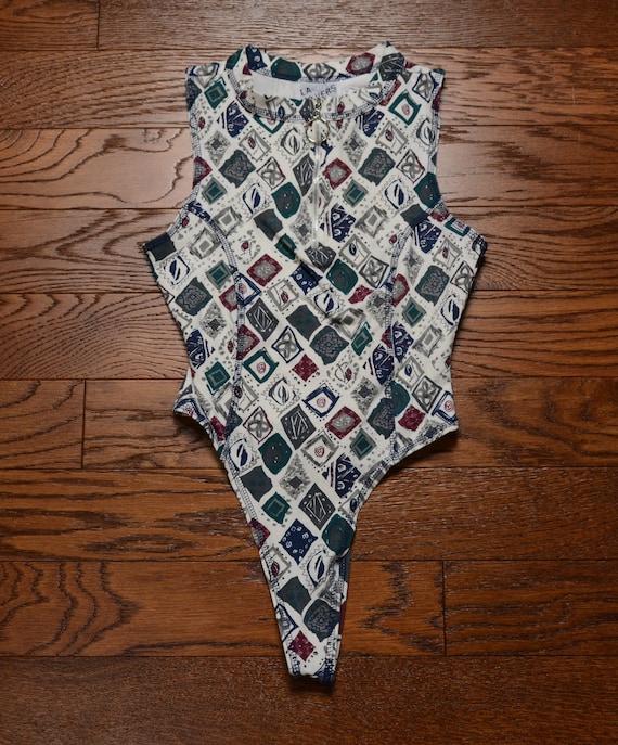 womens vintage thong bodysuit racer back swimsuit… - image 3