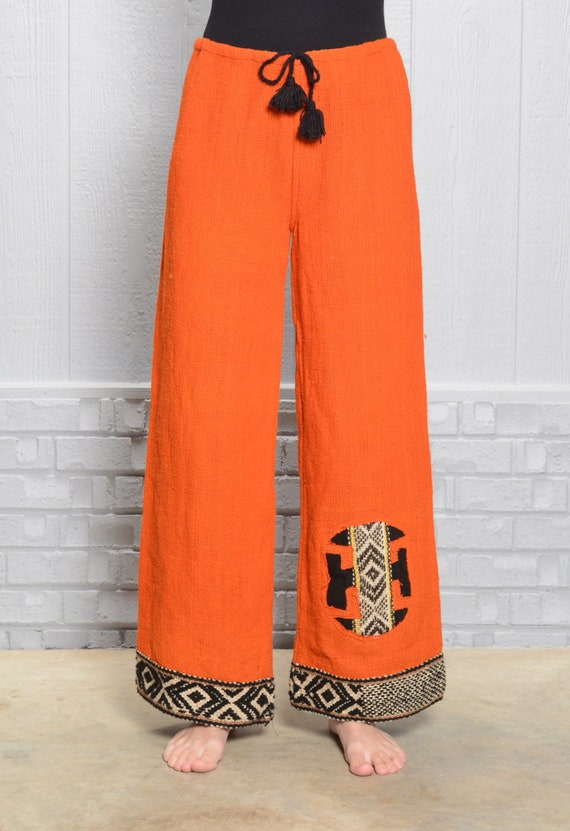 vintage 60s 70s wool pants drawstring waist bellb… - image 3