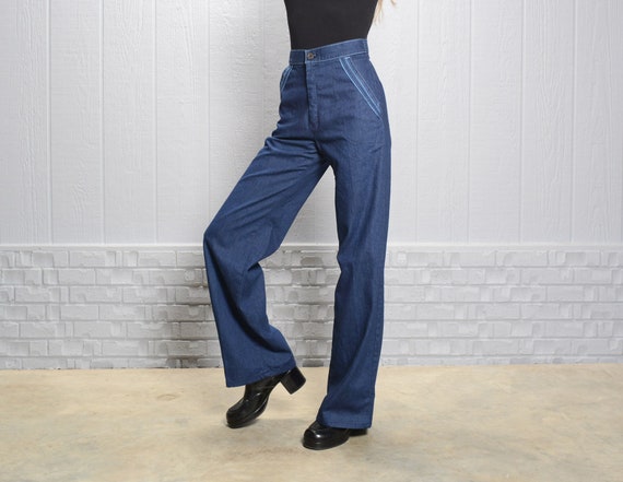 vintage 70s Levi's for Her jeans indigo denim wid… - image 1