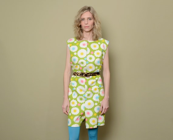 vintage 60s mod pant dress a-line sleeveless tank