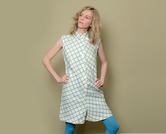 vintage 60s mod pant dress a-line sleeveless tank