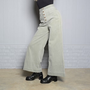 vintage 60s 70s jeans elephant bell bellbottom flare gray brown green sage denim 24x29 24 waist hippie boho big bell