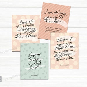 Christian Encouragement Cards on wood easel, Scripture Cards, Christian Gift, Bible Memory Cards, Bible Verse Cards