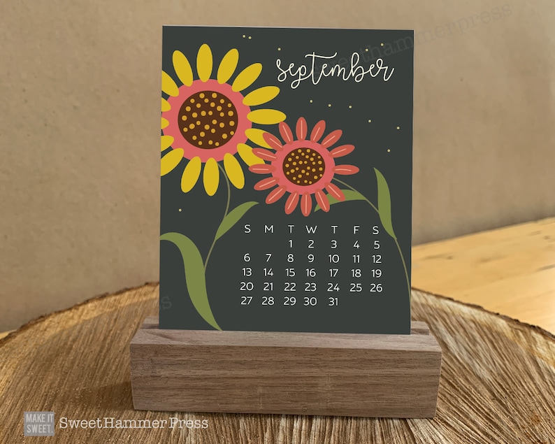 2021 floral Desk Calendar with Stand Floral Calendar Easel | Etsy