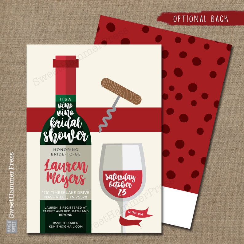 Wine Themed Bridal Shower Invitation Vineyard Theme Wedding Etsy