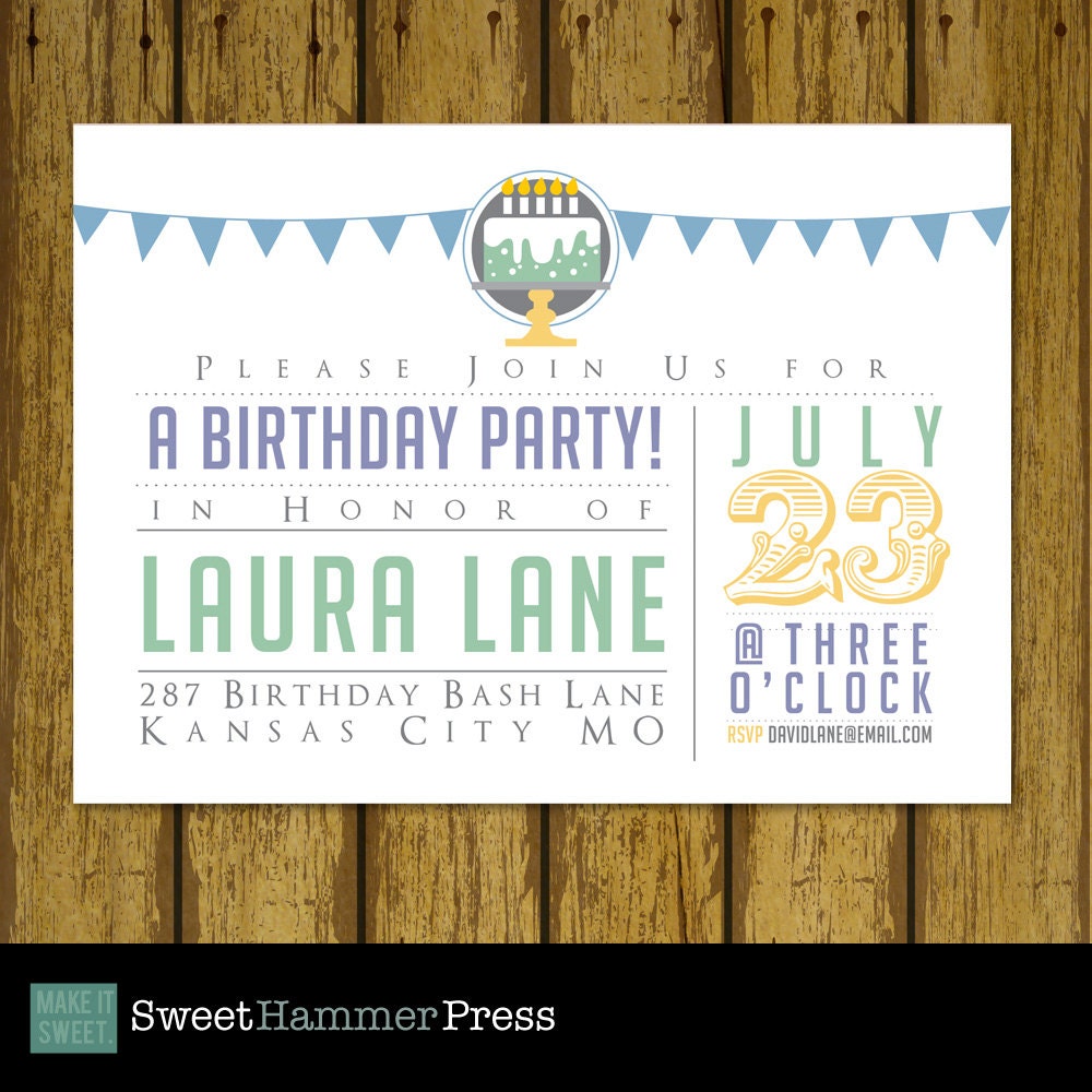 Unique Birthday Party Invitation Adult or Child with Birthday Etsy