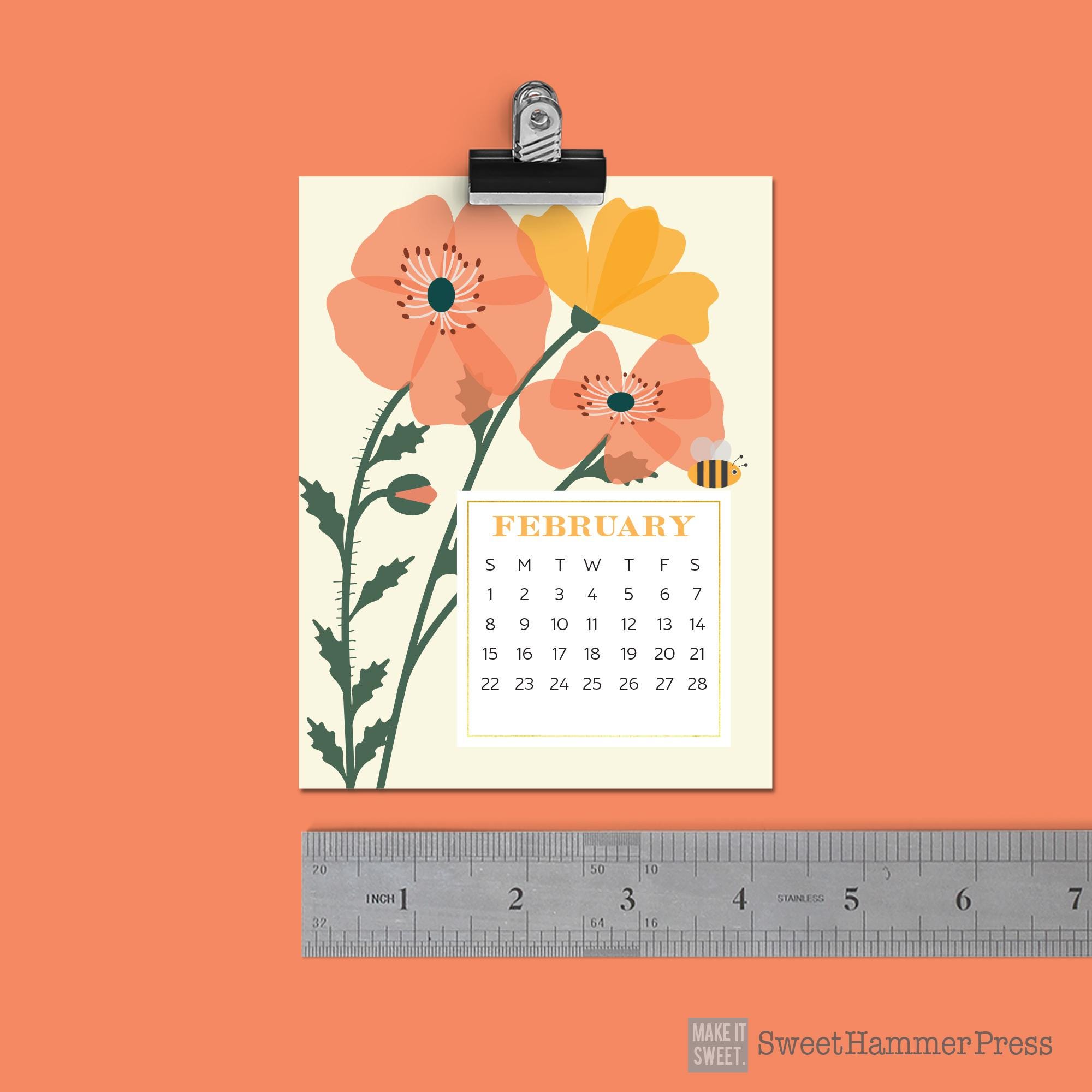 2026 Flower Easel Desk Calendar - Mini Floral Calendar With Optional ...