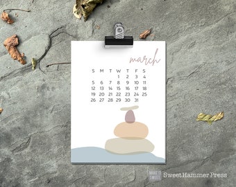 Nature Desk Calendar 2024 with Wood Stand | Stacking Stones Calendar | Calendar Gift | Outdoors | Gift for her | Gift for him