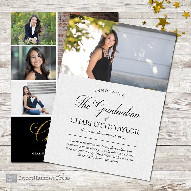 Multiple Photos Graduation Announcement Formal Graduation Etsy