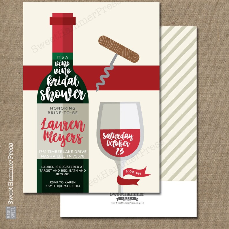 Wine Themed Bridal Shower Invitation Vineyard Theme Wedding Etsy