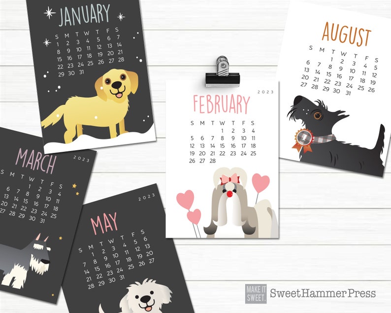 2026 Dog Calendar With Stand, Small Desk Calendar, Gift Idea, Puppy ...