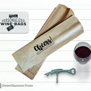 Personalized Wine Gift Bag, Cheers Design, Hostess Gift