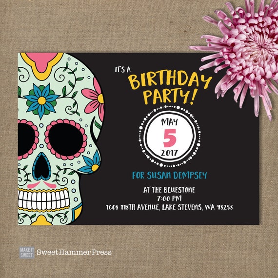 sugar skull birthday invitations