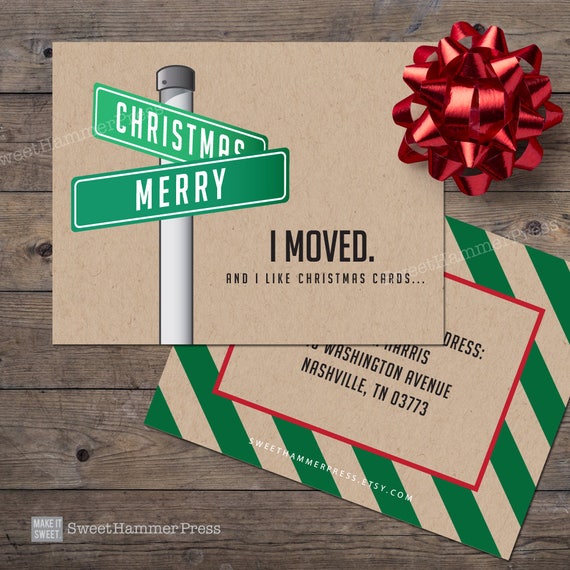 We Moved Christmas Cards Streetsign Xmas Moving Cards New Home | Etsy