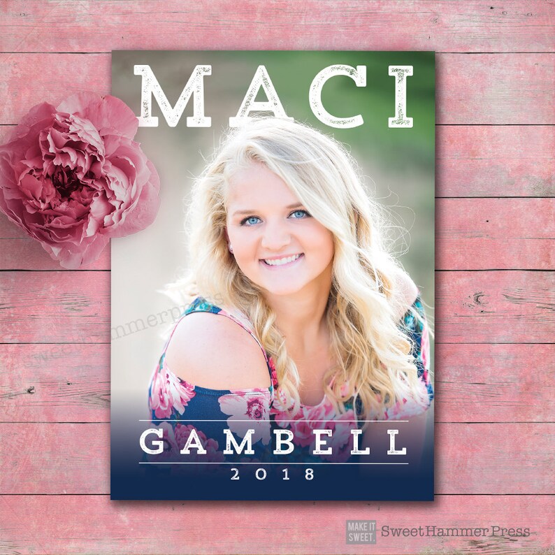 Custom Graduation Party Invitations with Photo Graduation Invite with Name behind photo Grad Announcement Digital High School Senior Party