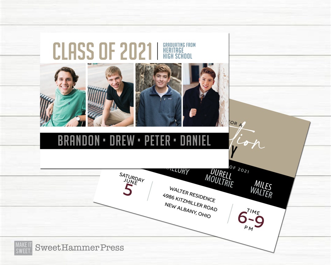 Group Graduation Party Invitation for Guys With Individual Etsy