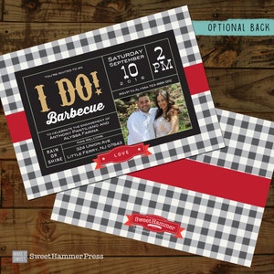 I Do BBQ Invitation Photo Bridal Shower Invitation Couples Shower Invite Photo I do Barbecue Wedding Shower Engagement Party Red Black Gold