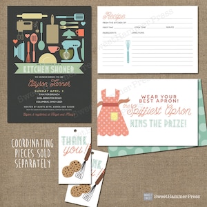 Kitchen Shower Invitation Printed or Printable Bridal Shower Brunch Kitchen theme