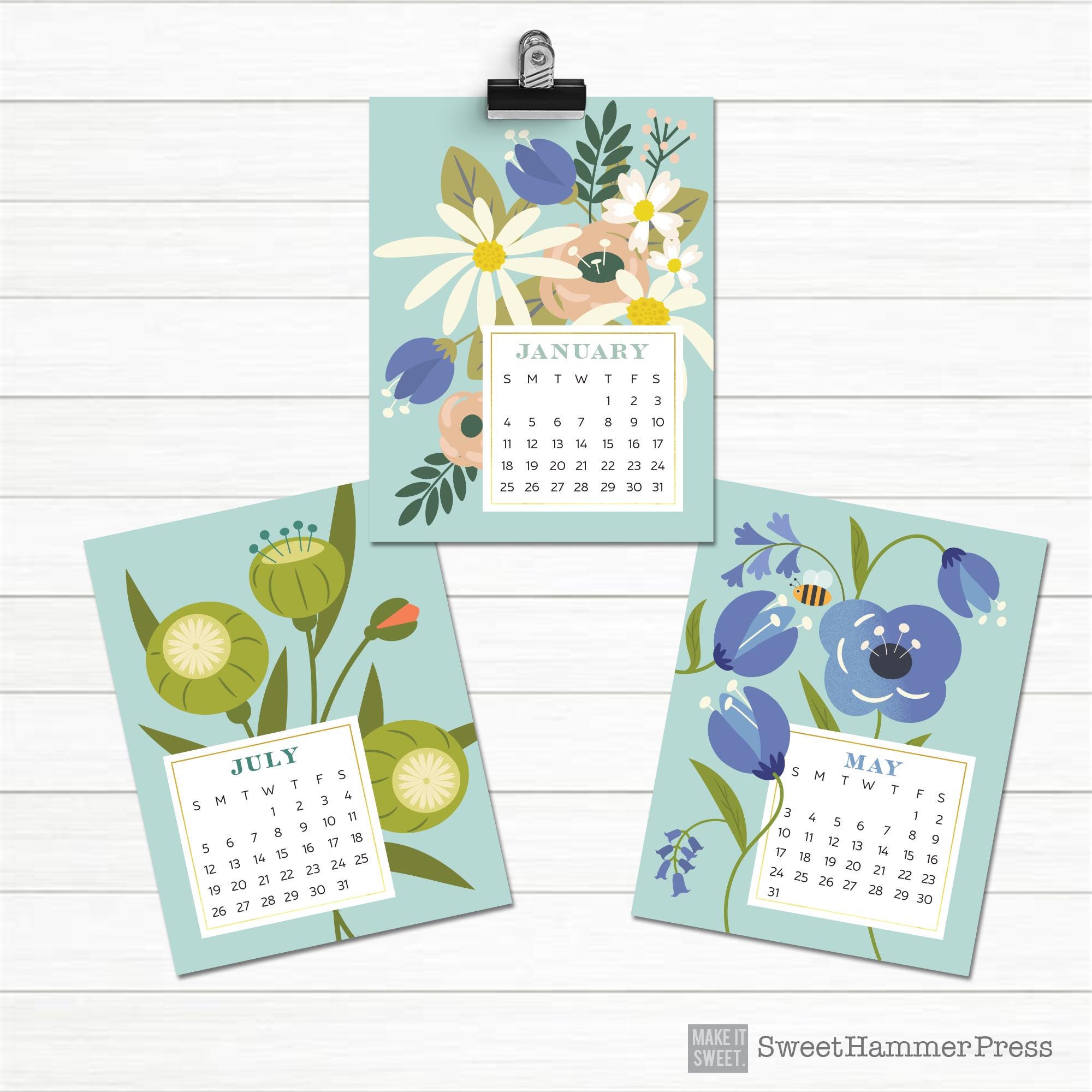 2026 Flower Easel Desk Calendar - Mini Floral Calendar With Optional ...