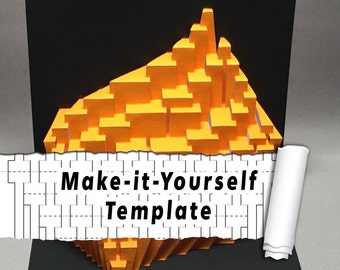 DIY Template - "Vexilloide Flamme" Kirigami Pop-up Papierskulptur