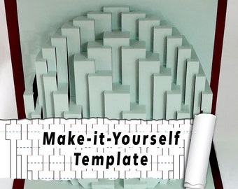 May include: A light green papercraft template for a 3D sphere. The template is labelled "Make-it-Yourself Template".