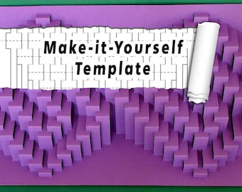 Plantilla DIY: Escultura de papel kirigami "Meandros enlazados de 17 x 9"