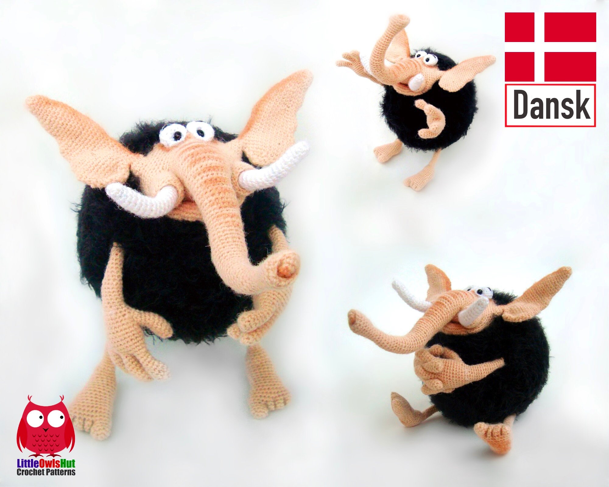 078dk Mammutten Mo Amigurumi Haekle Opskrift Pdf Af Etsy