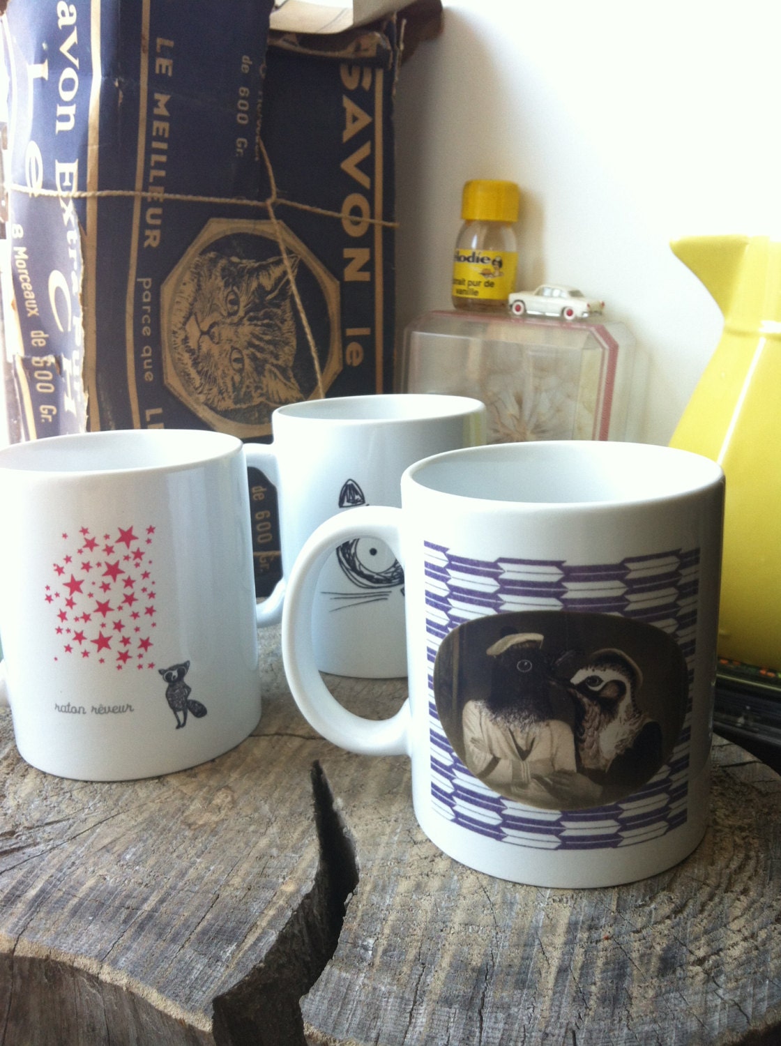 Mug Céramique Personnage Renaud Fait Main - 9x8x8.5 Cm - Noir - Neuf