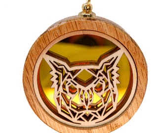 Barn Owl Pendant Necklace | Interchangeable Wood Jewelry |  Owl Gift | Statement charm | For Women | owl necklace Nature jewelry | Ornament