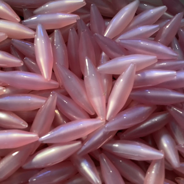 100 Vintage Lucite Moonglow Beads - Light Pink