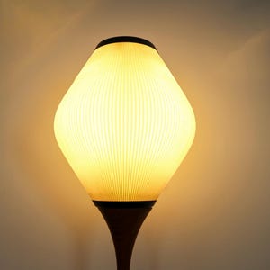 Vintage mid century Danish modern turned teak cocoon table lamp