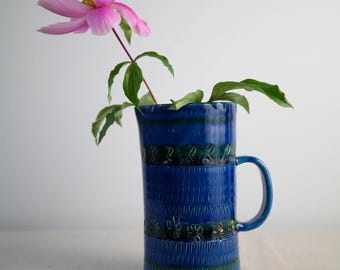1960s Italian modern Bitossi Rimini Blu pitcher by Aldo Londi
