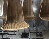 Pair of gorgeous MCM rattan and chrome dining chairs