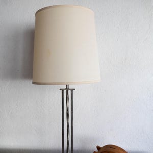 Vintage late modern brushed steel table lamp