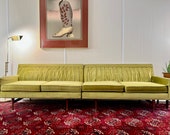 Elegant vintage American modern MCM sectional green mohair velvet sofa - Paul McCobb for Widdicomb symmetric group