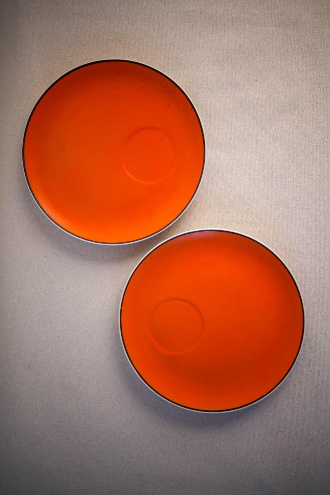 Replacement MCM Orange Porcelain Espresso Saucers by Schmid - Two