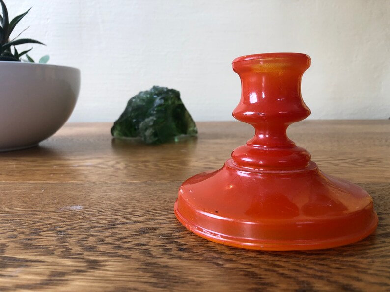 Candle holder 1930s red slag glass