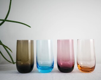 Vintage MCM color blocked multicolored juice glasses (set of four)