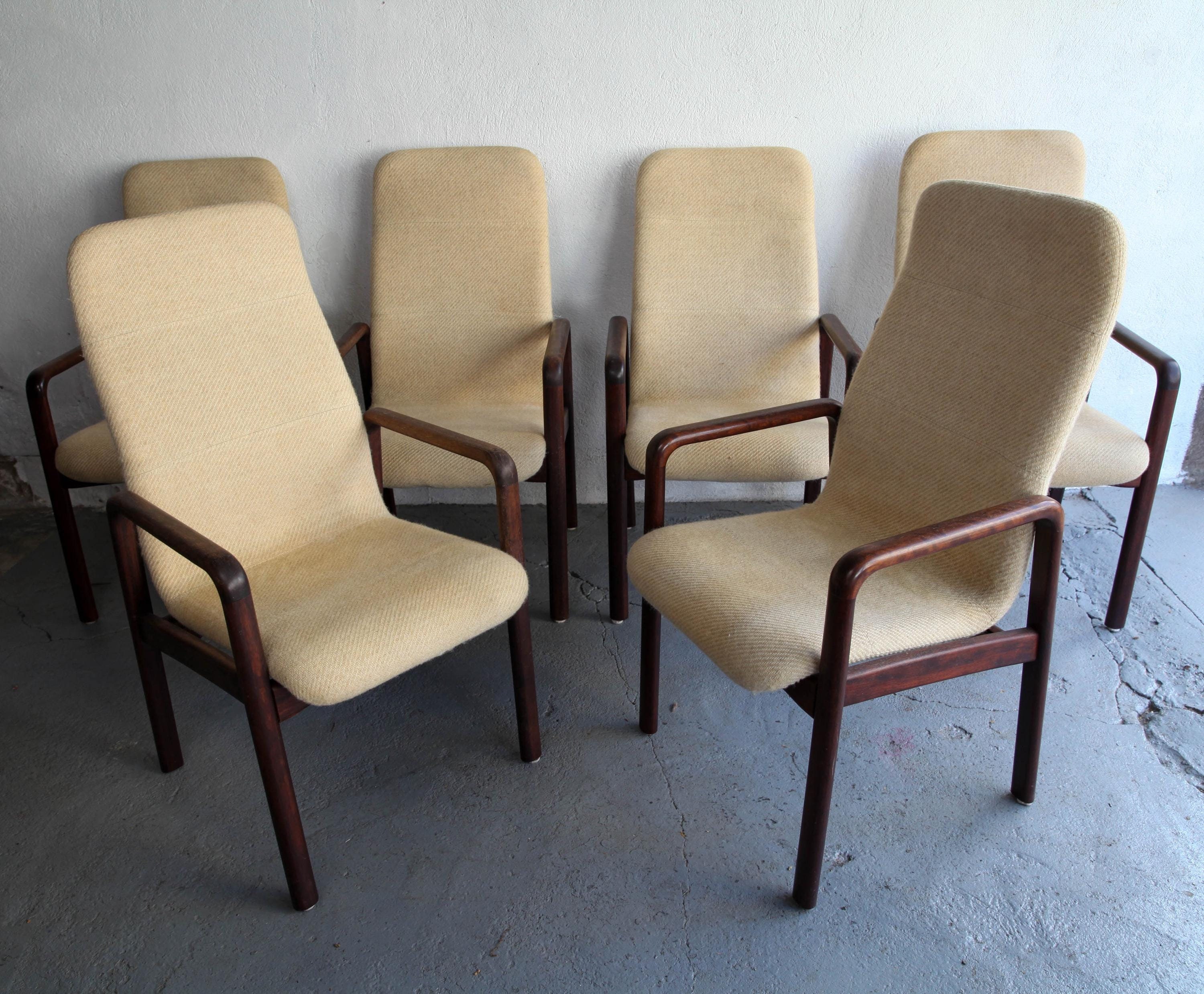 Set of six vintage Danish modern rosewood dining chairs by Dyrlund