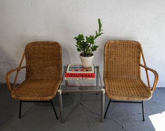 Vintage modular wicker and cast iron seating