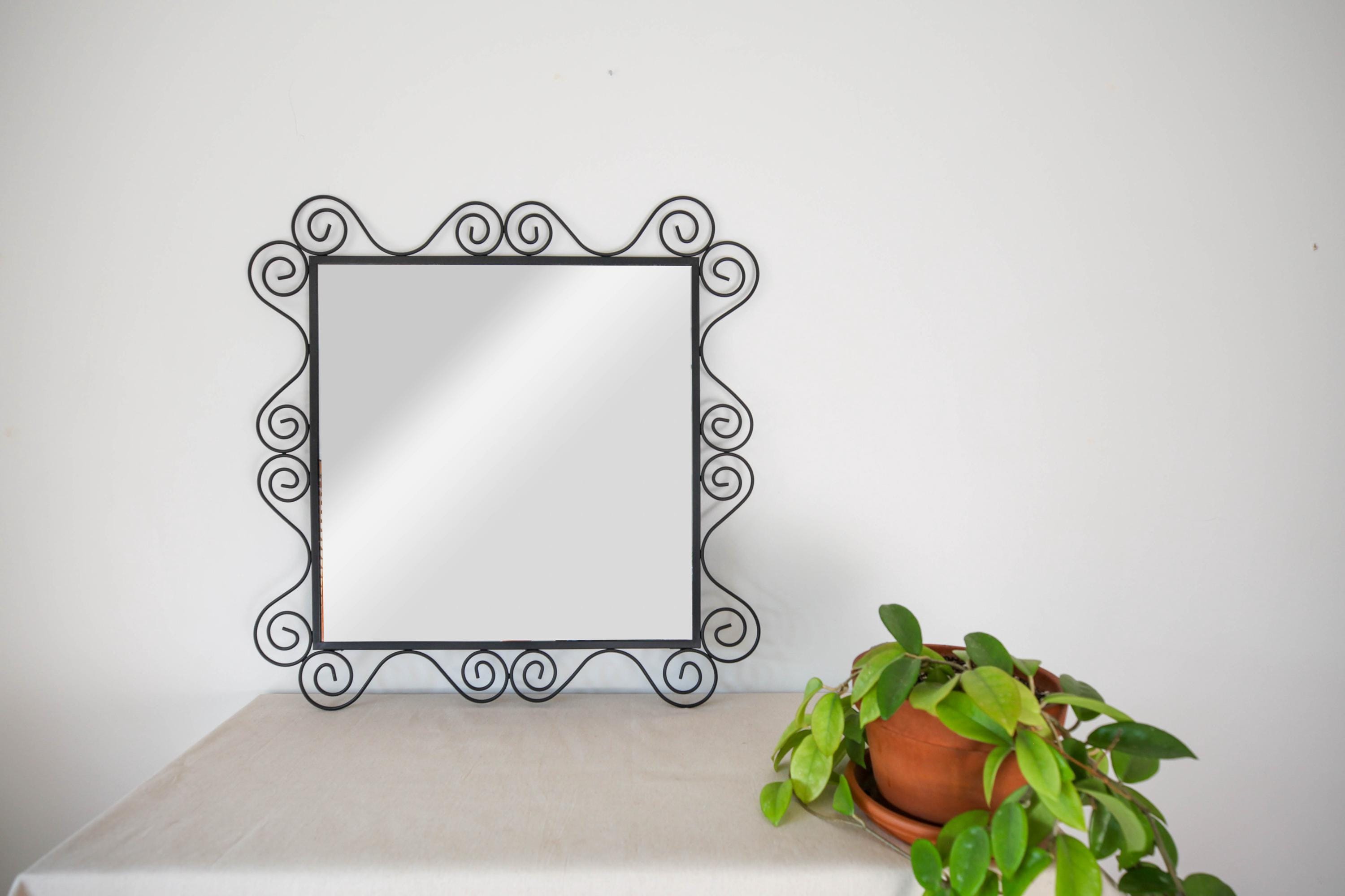 Vintage IKEA Noresund Postmodern Mirror in Wrought Iron Swirly