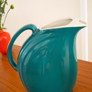 Vintage teal ceramic pitcher / vase / decanter by Hall