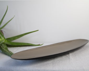 Long grey enamel centerpiece bowl or tray for odds and ends