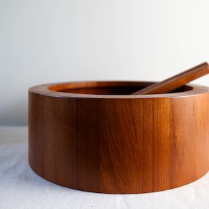Large vintage teak salad bowl and utensils by Quistgaard for Dansk