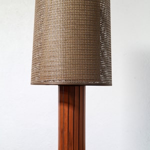 Mid century modern teak paneled table lamp / reading lamp