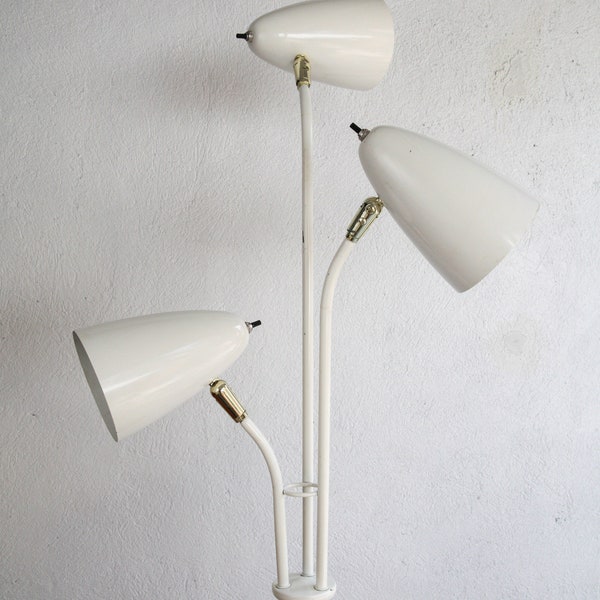 Vintage mid century modern three bulb adjustable floor lamp