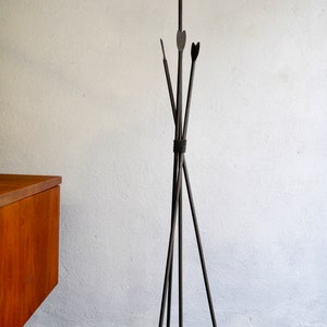 Vintage wrought iron floor lamp with arrow motif